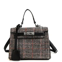 

2018 Winter Women Shoulder Bag Luxury Handbag Famous Brand Wool Women Plaid Lattice Designer Crossbody Bags Bolsa Sac
