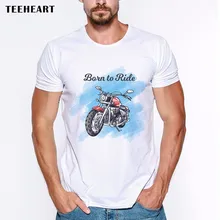 

2017 Newest Design Born To Rider Design Short Sleeve Men's T-shirts Tee Fashion Watercolor Motorcycle Print Hipster Tops
