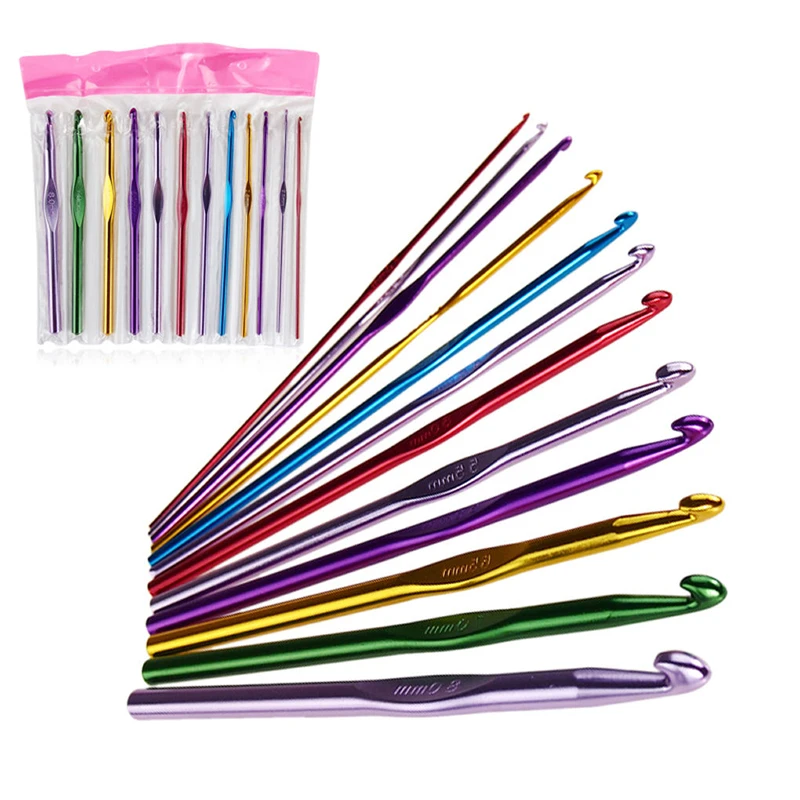 

12pcs Set 12 Sizes 2~8mm Colorful Alumina Crochet Hooks Knitting Needles Weave T