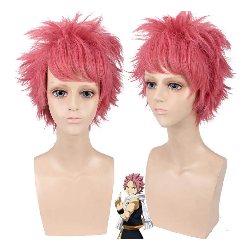 Coshome Fairy Tail Natsu Dragneel Cosplay Costumes Wig Scarf Men Tops Pants Full Set (3)