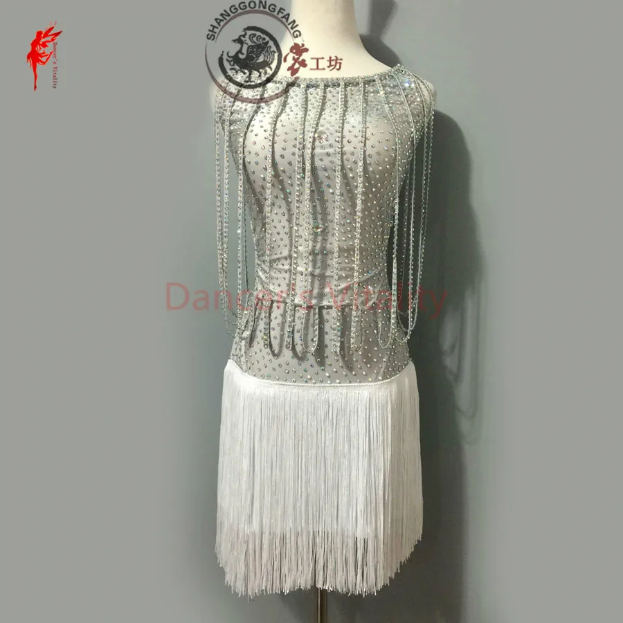 

Gilrs latin dancing clothing dress sexy spandex luxury stones latin dance dress for women latin dance exercise dress XXS-6XL