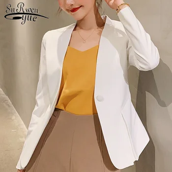 

autumn long sleeve jacket women chaquetas mujer 2019 office work ladie solid white jacket formal coats and jackets women 5024 80