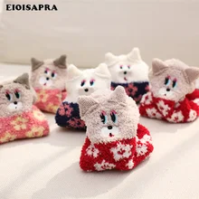 [EIOISAPRA] толстые носки-тапочки с вышитым Мопсом для женщин в японском стиле Харадзюку Reto Funny Meias Kawaii, теплые носки с героями мультфильмов, Calcetines Mujer