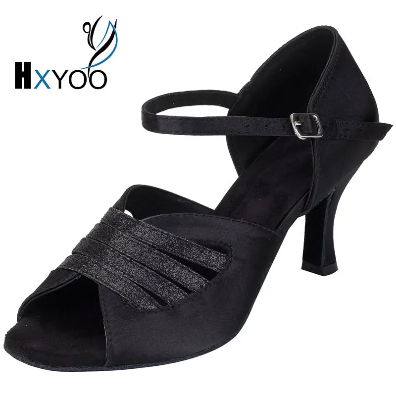 HXYOO 2018 New Arrived Satin Latin Dance Shoes Women Salsa