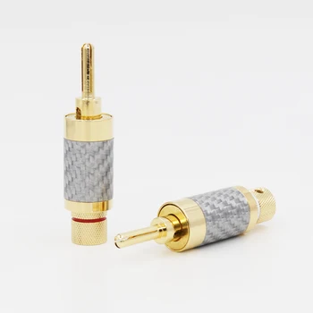 

VB430G Gold Plated Carbon Fiber Speaker Cable Wire Banana Plug Connector 4 pcs