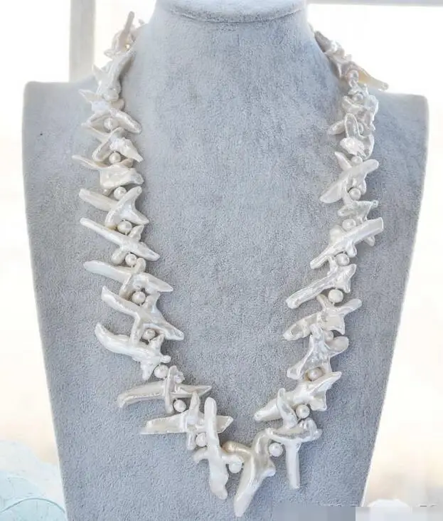 

song voge gem nanJ1875 WHITE CROSS BAROQUE KESHI REBORN PEARL NECKLACE