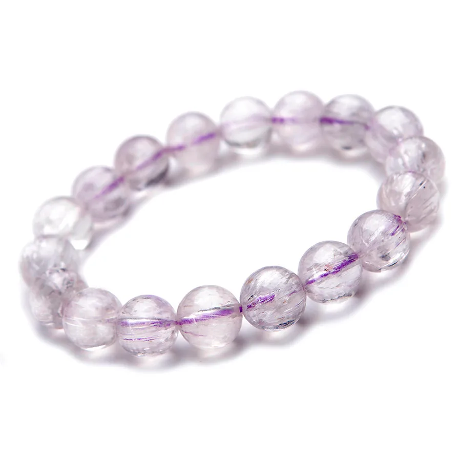 

11.5mm Genuine Natural Purple Kunzite Quartz Crystal Stretch Transparent Round Bead Bracelets Women Female Stretch