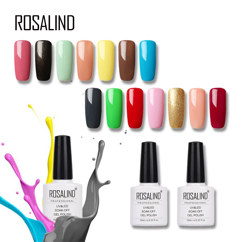 

ROSALIND 10ml UV Gel Nail Polish 58 Pure Colors Need Top & Base Coat Nail Art Dry Fast Long Lasting DIY Gel Lacquer Nail Polish