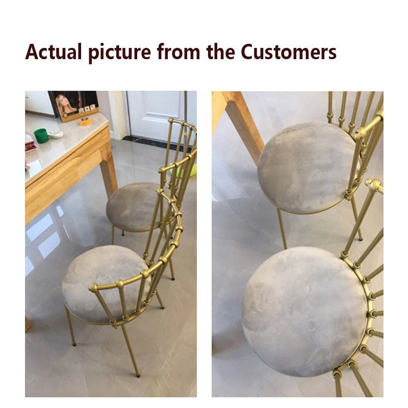 2 pcs Fashion Nordic Gold Iron Chair modern design dressing table chairs metal steel chair makeup stool Multicolor mat 2 pcs Fashion Nordic Gold Iron Chair modern design dressing table chairs metal steel chair makeup stool Multicolor mat