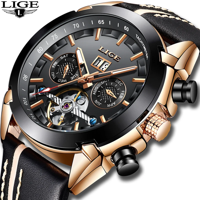 

2019 New LIGE Men Watch Top Brand Luxury Men's Watch Tourbillon Mechanical Watches Fashion Casual Watches Men Zegarek Meski+box