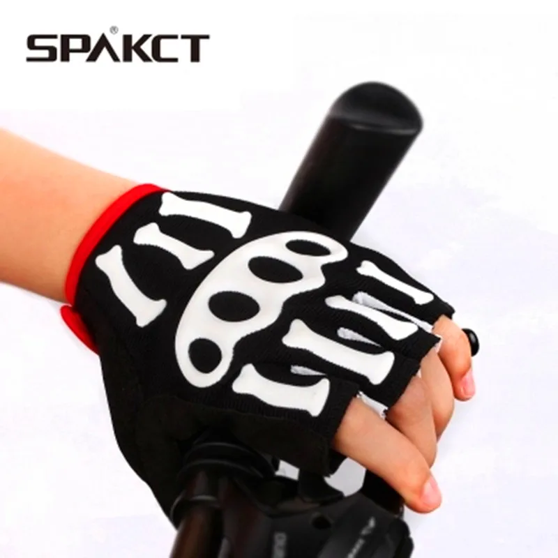 Мужские велосипедные перчатки SPAKCT с полупальцами и черепом дорожные MTB каркас
