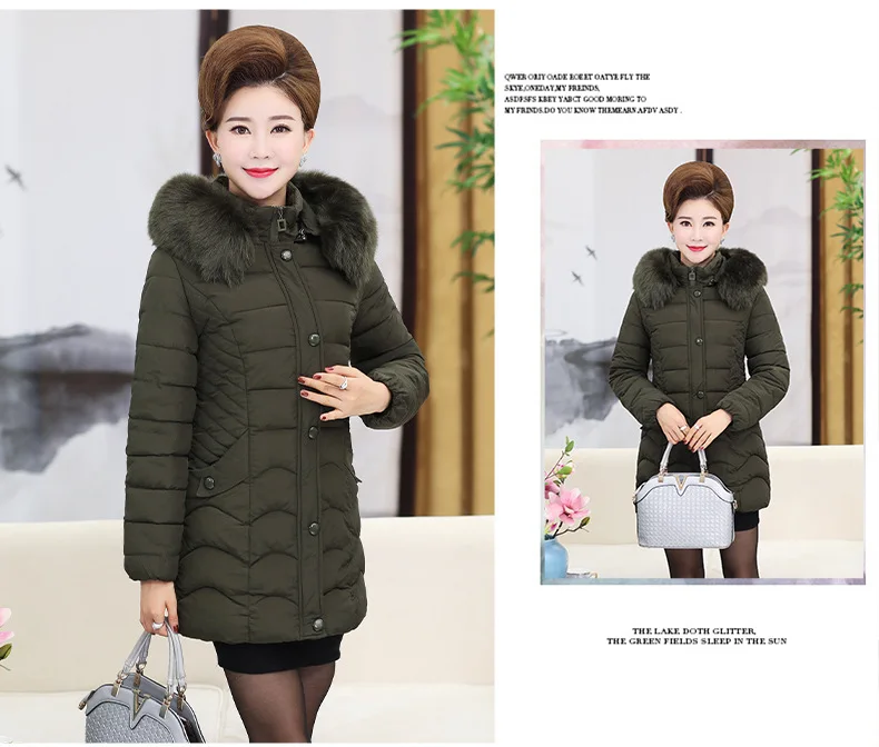 Jacket Old Womens Winter Long Parka Cotton Padded Jackets Fake Fur Collar 2018 Korean Aged Ladies Thick Coat Plus Size 5XL CH598 (9)