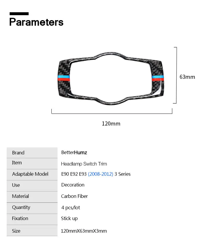 Для BMW E90 E92 E93 2008-2012 интерьер из углеродного волокна переключатель фар кнопки крышка отделка автомобиля Стайлинг наклейки 3 серии аксессуары