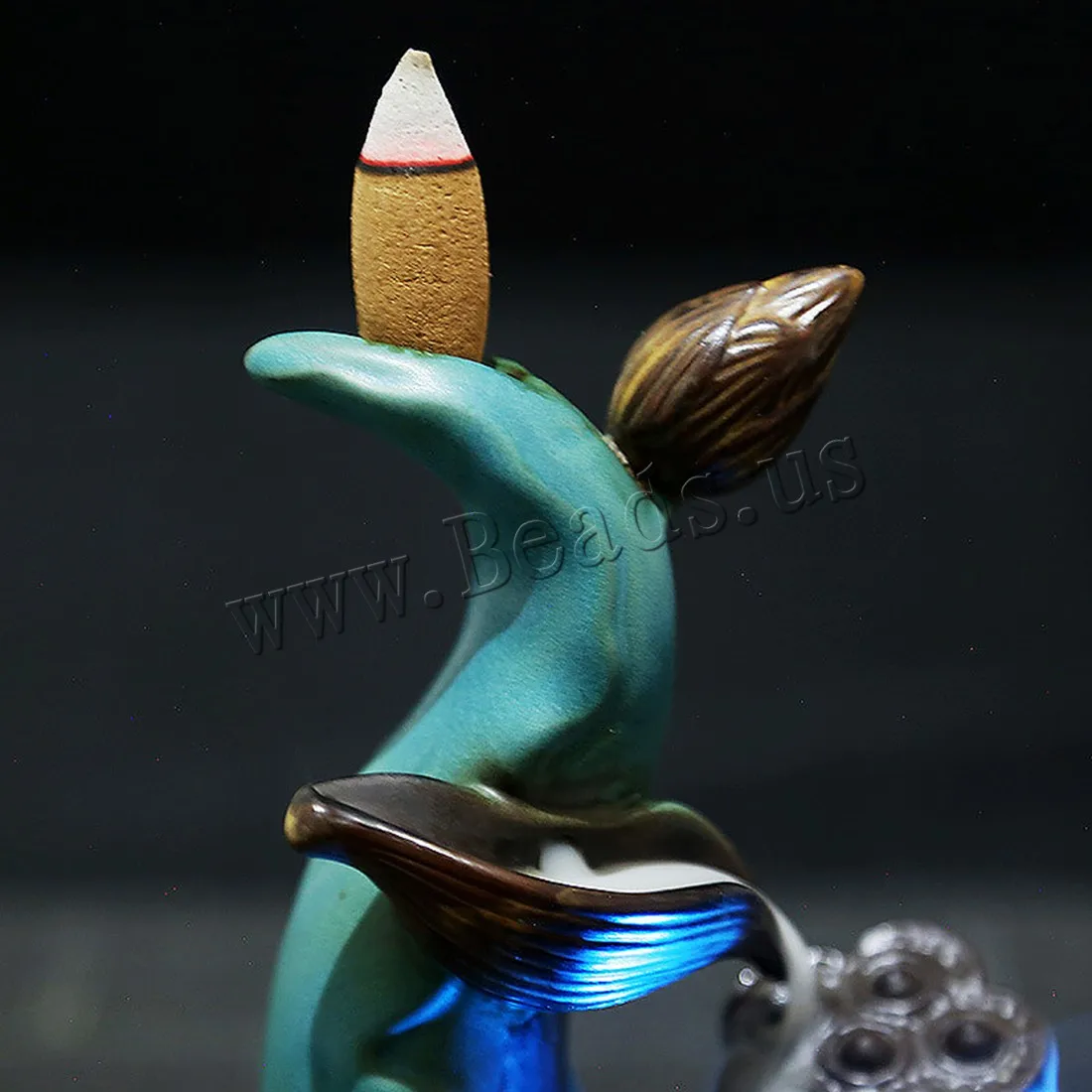 Backflow Incense Burner Smoke Waterfall Incense Holder Censer Lotus Flower With Led Light Ceramic Use In Home Office Teahouse