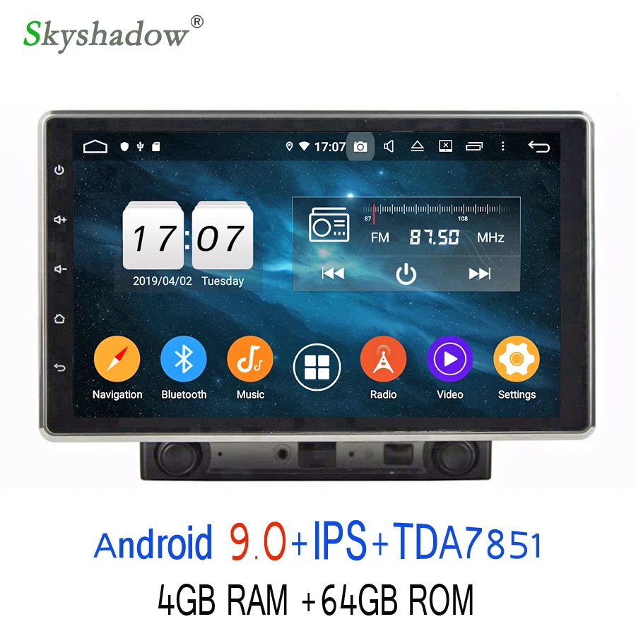 Ips HD 10," Android 9,0 4 Гб+ 64 Гб 8 ядерный автомобильный dvd-плеер gps ГЛОНАСС карта RDS радио wifi Bluetooth 4,2 Регулируемый для универсального