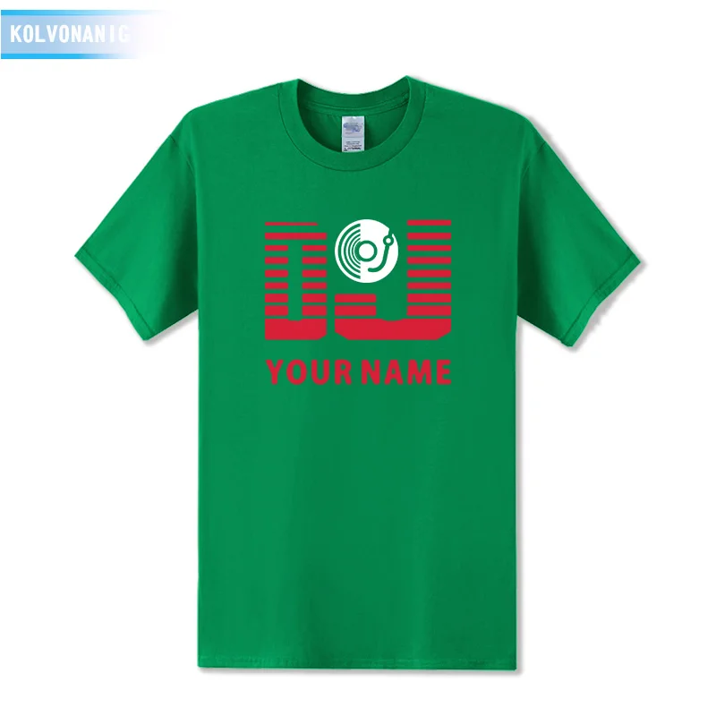 DJ, ваше имя, Мужская футболка, персонализированная фамилия, принт, Мужская футболка с коротким рукавом в стиле хип-хоп, хлопковые летние платья для мужчин, футболки - Цвет: Irish Green