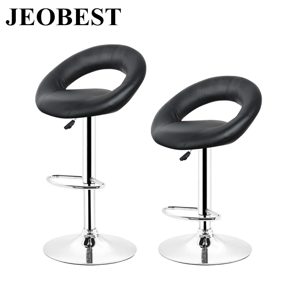

JEOBEST New 2Pcs Synthetic Leather Rotating Adjustable Height Bar Stool Chair Stainless Pneumatic Steel Stent Chair 3 Colors HWC