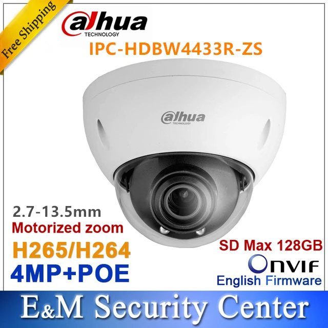 

Original dahua 4Mp IPC-HDBW4433R-ZS IP Dome 4MP 2.8-12mm VF lens motorized lens camera POE
