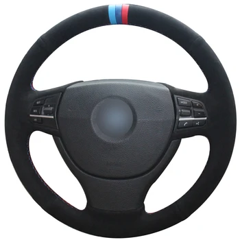 

Black Suede Light Blue Blue Red Marker Car Steering Wheel Cover for BMW F10 523Li 525Li 2009 730Li 740Li 750Li