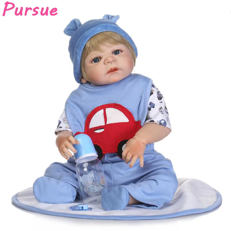 

Pursue 22"/57 cm Handmade Gift Lifelike Reborn Baby Boy Doll Full Body Silicone Reborn Babies Dolls bebe alive reborn bonecas