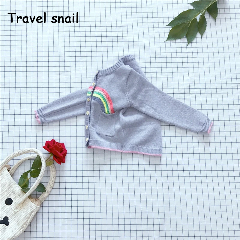 Travel Snail children sweater long sleeved jacket rainbow clouds kids baby boy winter jackets girls blouse 2017 autumn 3-7 Yrs