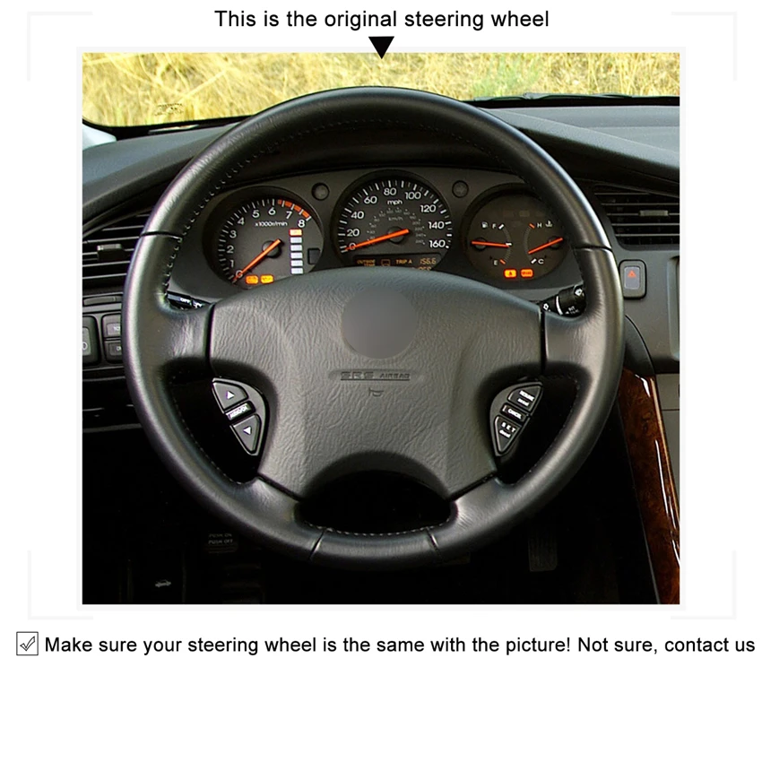 MEWANT натуральная черная кожаная накладка на руль для Honda Civic 1996 2000 CR V CRV Prelude 1997 1998 1999