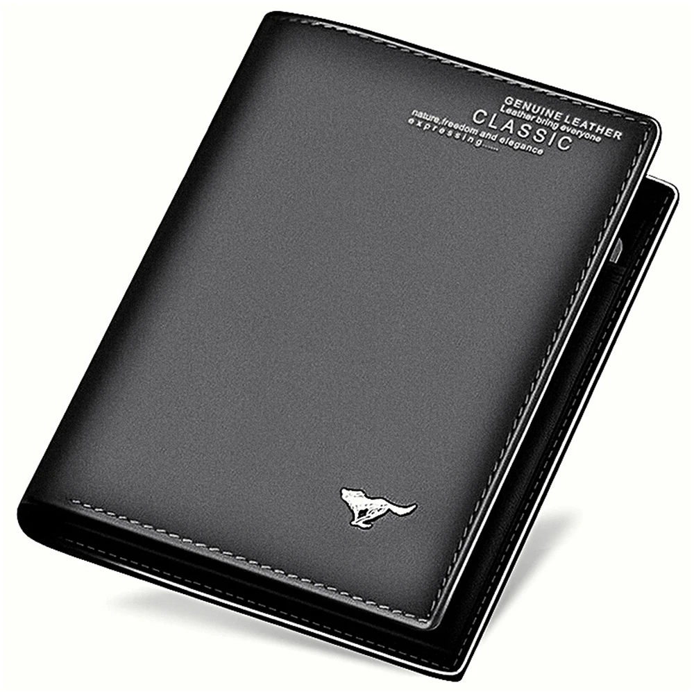 

SEPTWOLVES Genuine Top Layer Cowhide Leather Bi-Fold Slim Wallet Business/Casual/Black for Men