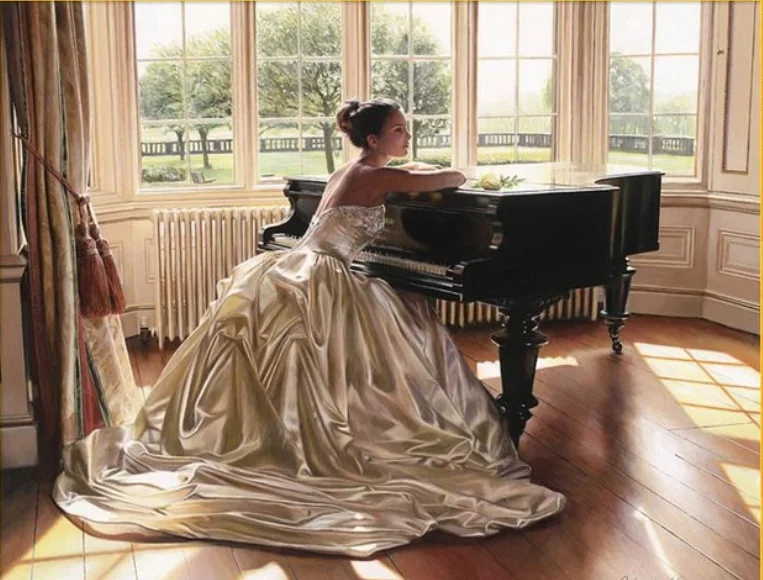 

DIY Diamond Painting Portrait Needlework Diamonds Embroidery Rhinestones The Pianist Diamond Full circular Drill Home Decor