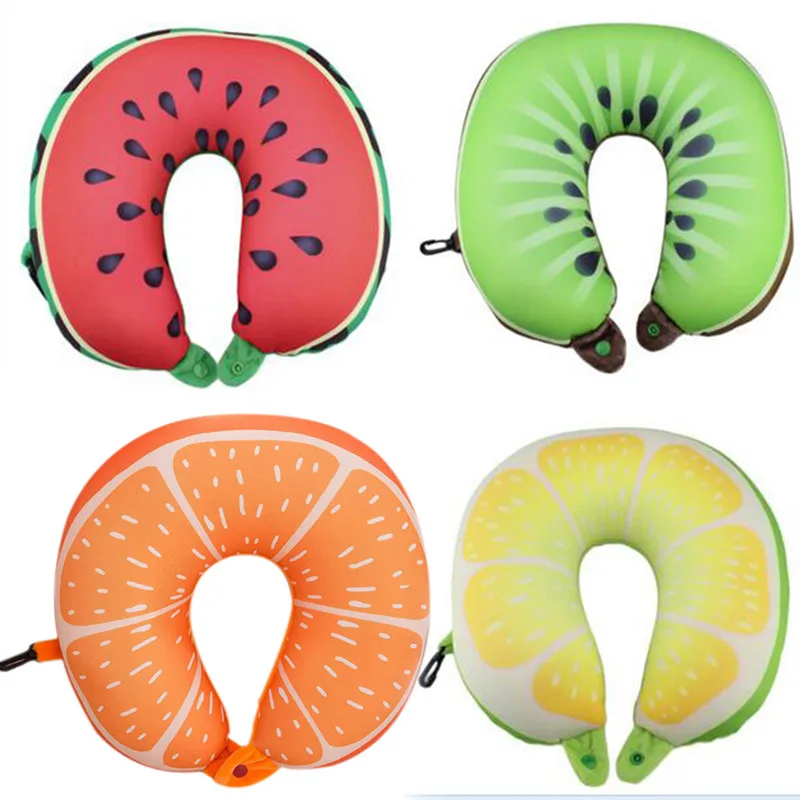 

Fruit U Shaped Travel Pillow Nanoparticles Neck Pillow Watermelon Lemon Kiwi Orange Car Pillows Soft Cushion Home Textile