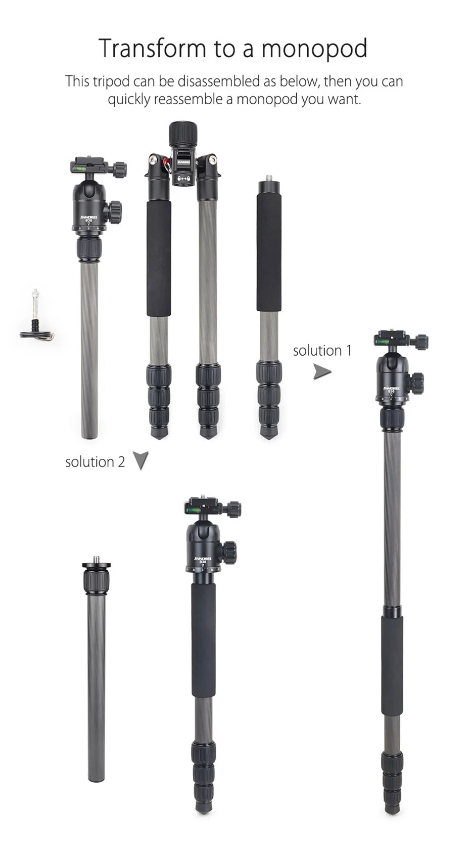 RT40C Carbon Fiber Camera Tripod Professional Travel Compact Tripod Video Monopo