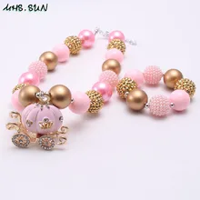 MHS. SUN Хэллоуин Стиль Bubblegum бисерное ожерелье и браслет набор для детей девочка Тыква кулон коляска Ожерелье детский подарок