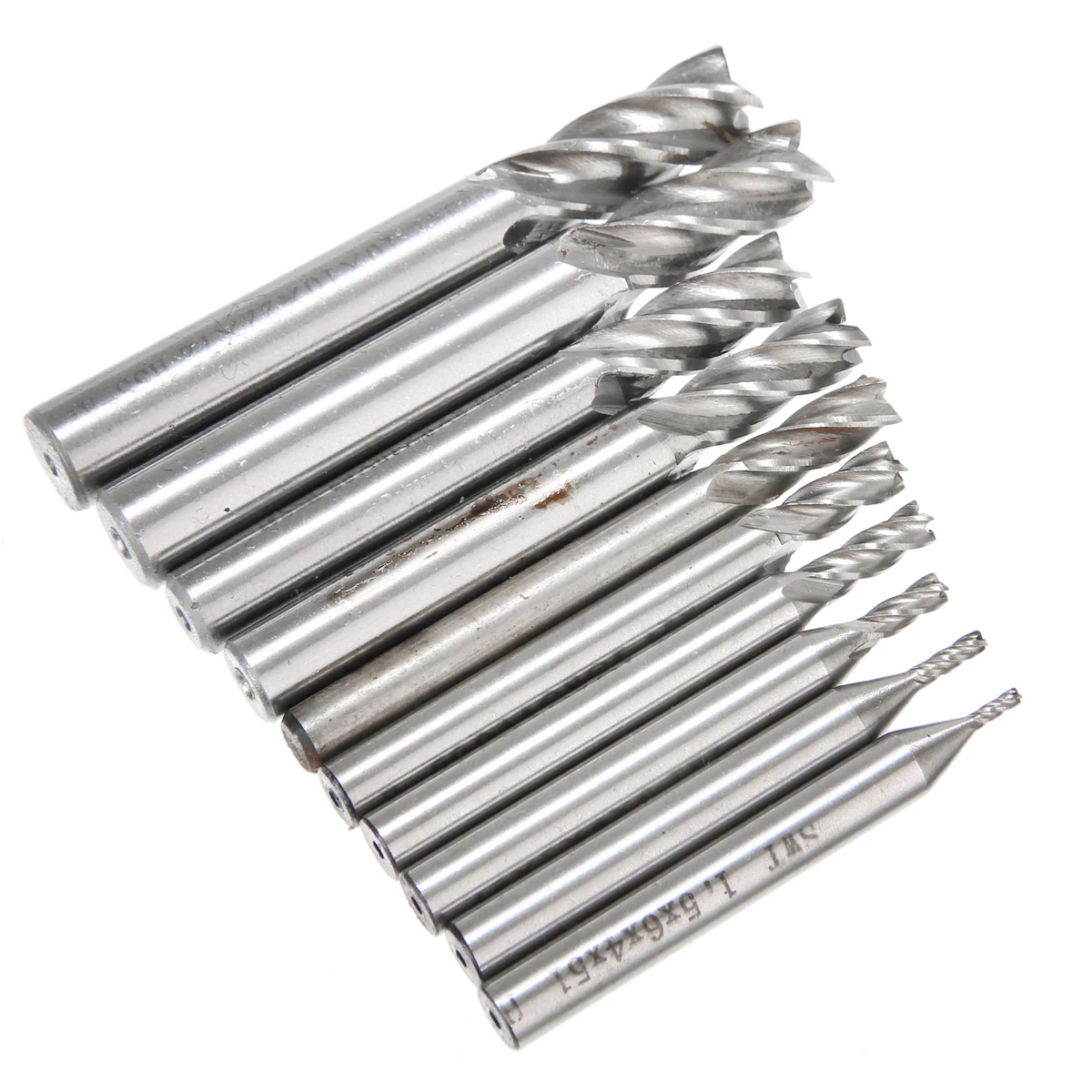 10Pcs 4 Flute End Mill 1.5/2/3/4/5/6/7/8/9/10mm High Speed Steel Straight Shank End Milling CNC Cutter Drill Bit Cutting Tool