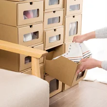 

Recommend 5PCS Kraft Paper Dormitory Transparent Shoe Box Clear Plastic Simple Drawer Boots Storage Box