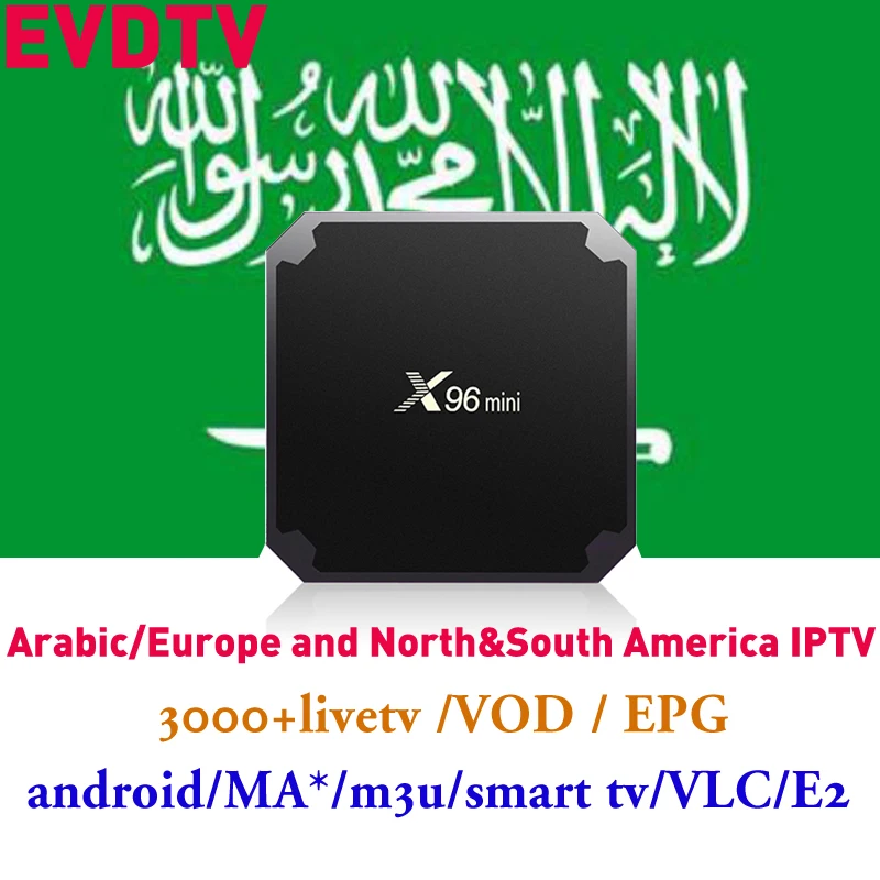 

X96 mini 1 year EVDTV IPTV Subscription for Arabic France Europe North/South America IP TV channels Popular in Saudi Arabia