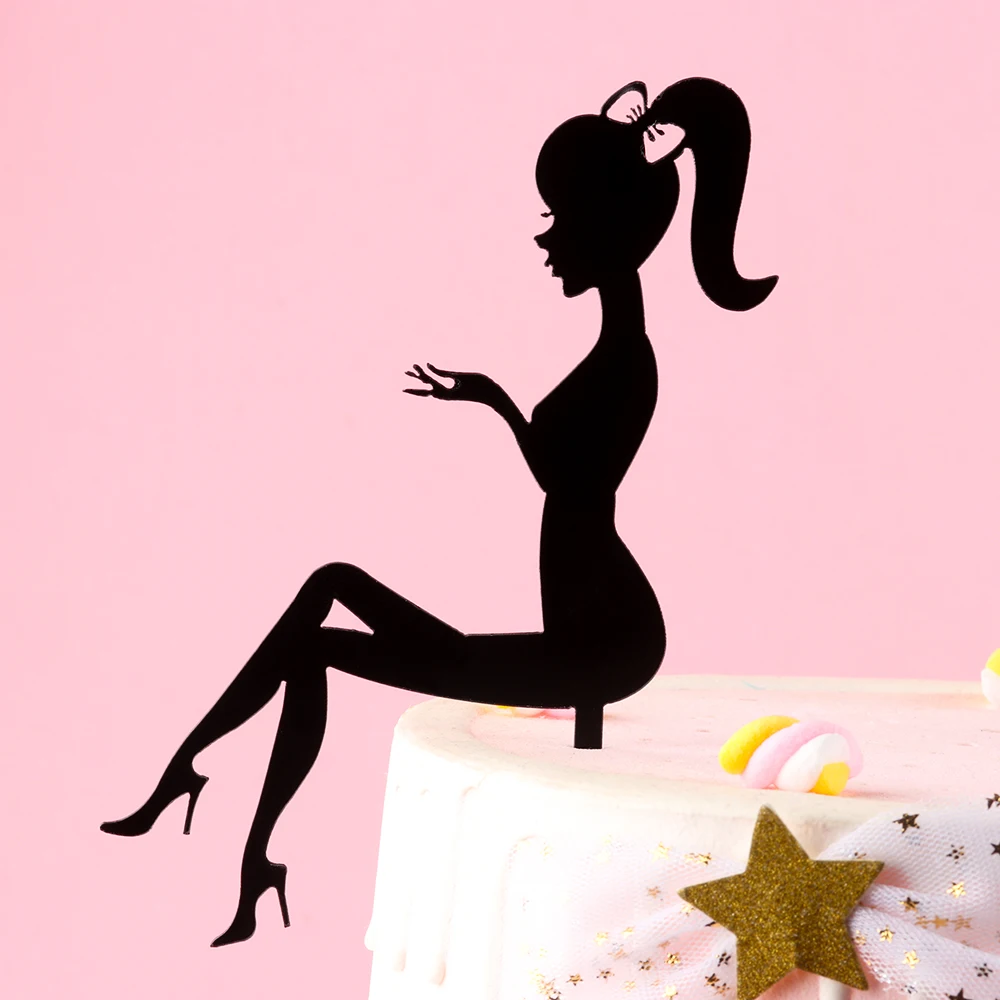 

1pc High Heels Lady Girl Acrylic Cake Top Insertion Decorations Happy Birthday Wedding Dessert Cupcake Topper Party Supplies