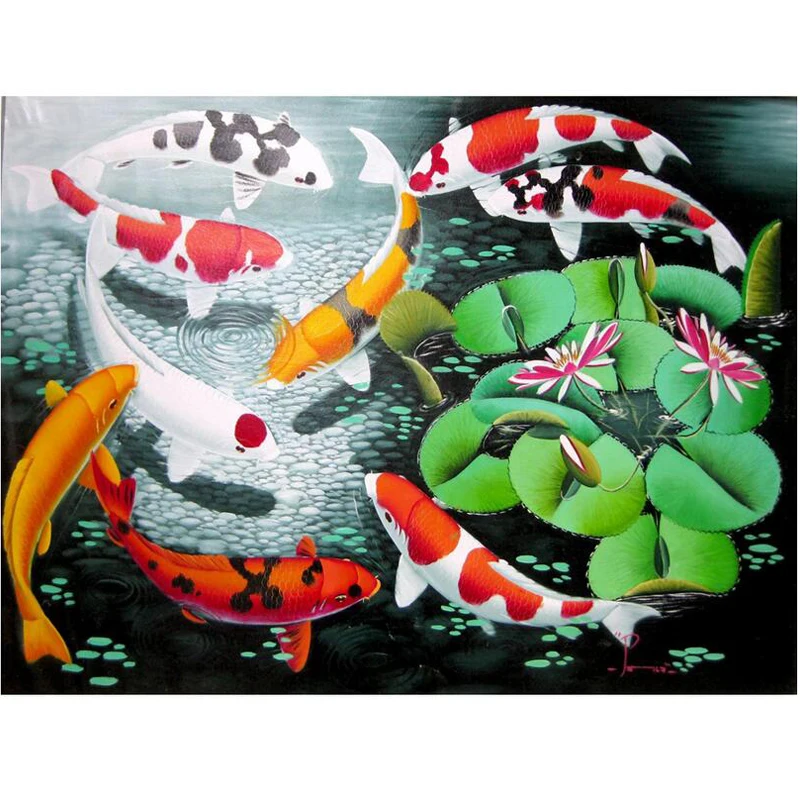Прямая поставка koi Ponds Fish 5D Diy Алмазная картина полностью квадратная/круглая
