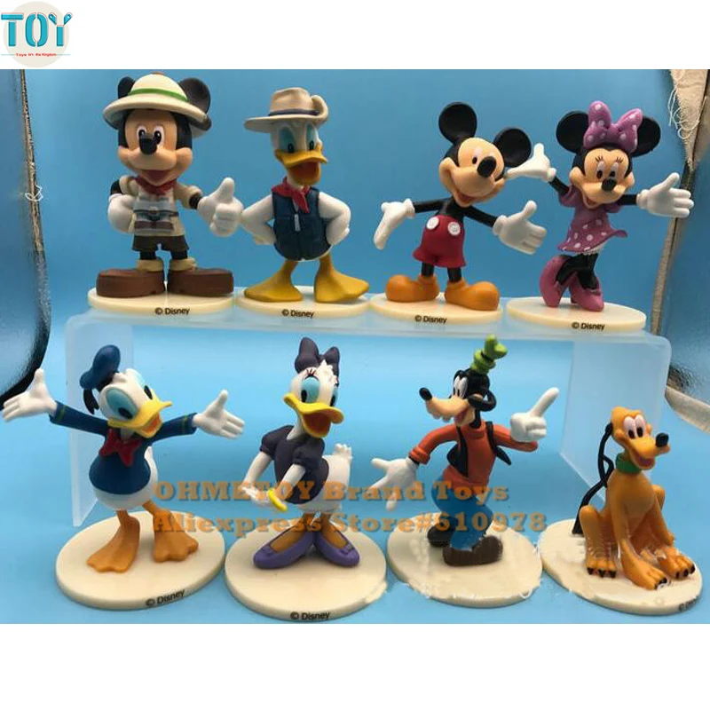 

New 8PCS Mickey Minnie Mouse Minnie Doll Minnie Action Figure Minnies with Stand Girl Gift for Birthday 6-10cm Cake Topper