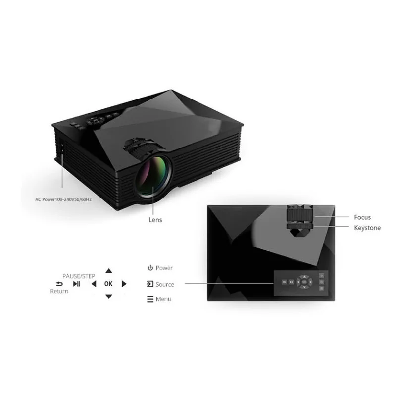 UNIC UC68 Портативный светодиодный проектор 1800 люмен 80 110 ANSI HD 1080 p Full HD видео Wifi Проектор для домашнего кинотеатра