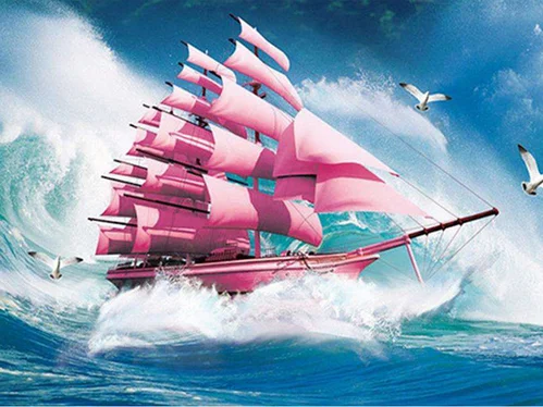 

Diamond Painting Sailboat Full circular Diamond Embroidery Embroidery DIY 5D Diamond Home decoration