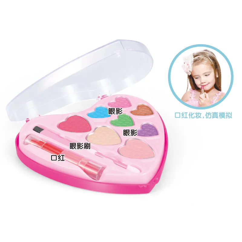 

Pretend Play Girl Toys Make Up Princess Cosmetics Toys Lipstick Eye Shadow Set Decorations Heart-shaped Boxed Girl Toys for Kids