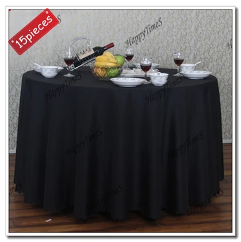 

15pcs/lot 108" Blakc Poly Tablecloth For Round Table Wedding Decoration Spandex Table Cloth