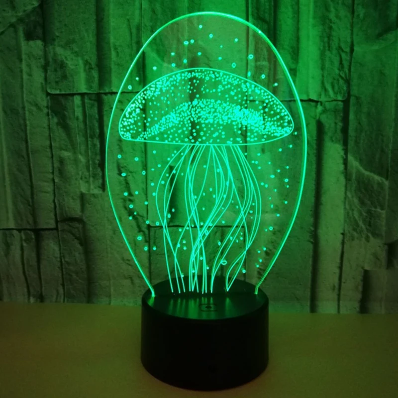 3D визуальная иллюзия Лампа Прозрачный Акриловый ночник светодиодный светильник 7 цветов Изменение сенсорный Настольная лампа Дети лава
