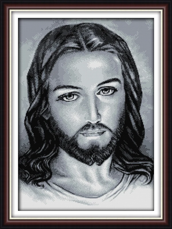 

Jesus(black-and-white ) Counted 11CT Printed 14CT DMC Cross Stitch Set DIY Chinese Cotton Cross-stitch Kit Embroidery Needlework