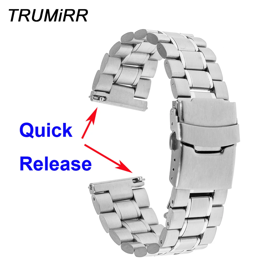 22mm Stainless Steel Watchband + Quick Release Pins for IWC Watch Band