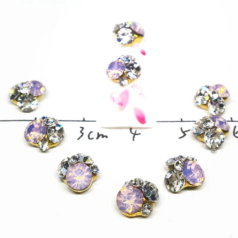 

3 Pcs Pink Mixed Rhinestones For Nails Design Flowers Style Nail Decorations Gems White Diamond Shiny Glitter Crystals Jewelry