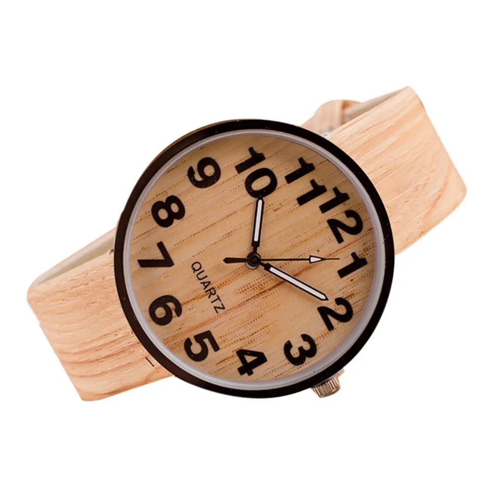 Vico дизайн унисекс часы стиль древесины зерна кожа кварцевые часы Женское платье наручные часы Мужские часы