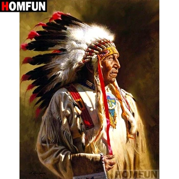 

HOMFUN Diamond Painting Cross Stitch "Indian feathers" 5D DIY Diamond Embroidery Full Square/round Rhinestone Of Picture A07087
