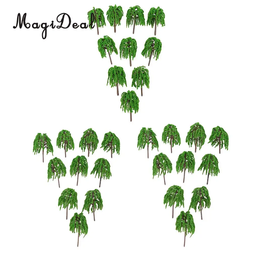 MagiDeal 10Pcs 1:150 Plastic Willow Trees Model Street Train Railway Garden Scenery Scene Building Model Layout Landscape