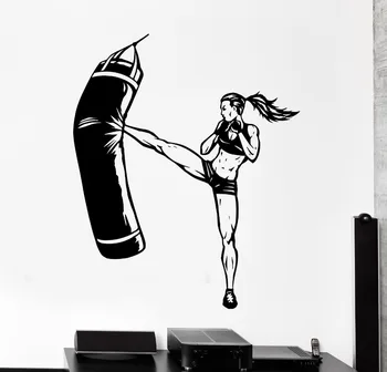 

Wall Stickers Kickboxing Strong Woman Sports Gym Art Mural Vinyl Decal