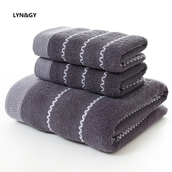 LYN&GY New Big Striped Bath Towel Set for Men and Women Soft 100